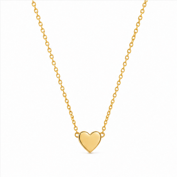 Minimalist Tiny Solid Heart Pendant Necklace - Sleek Gold Station Chain for Girl/Women - Image 2