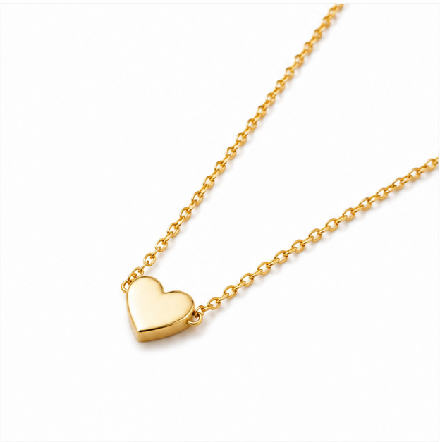 Minimalist Tiny Solid Heart Pendant Necklace - Sleek Gold Station Chain for Girl/Women - Image 3