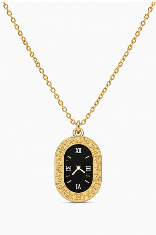 The Timeless Horizon Clock Pendant – Polished Gold Watch Dial Necklace