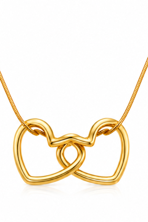 Interlocking Hearts Love Knot Pendant Necklace for Girls