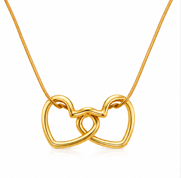 18k gold plated interlocking hearts love knot pendant necklace