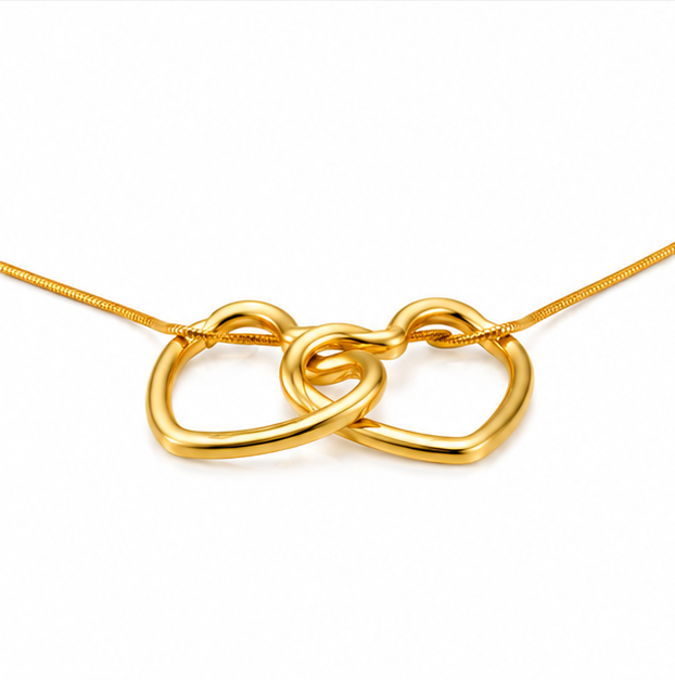 Interlocking Hearts Love Knot Pendant Necklace for Girls - Image 2