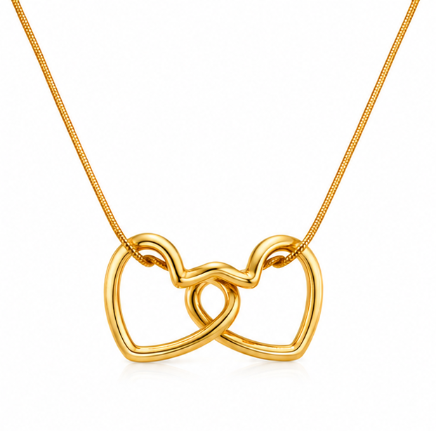 Interlocking Hearts Love Knot Pendant Necklace for Girls - Image 3