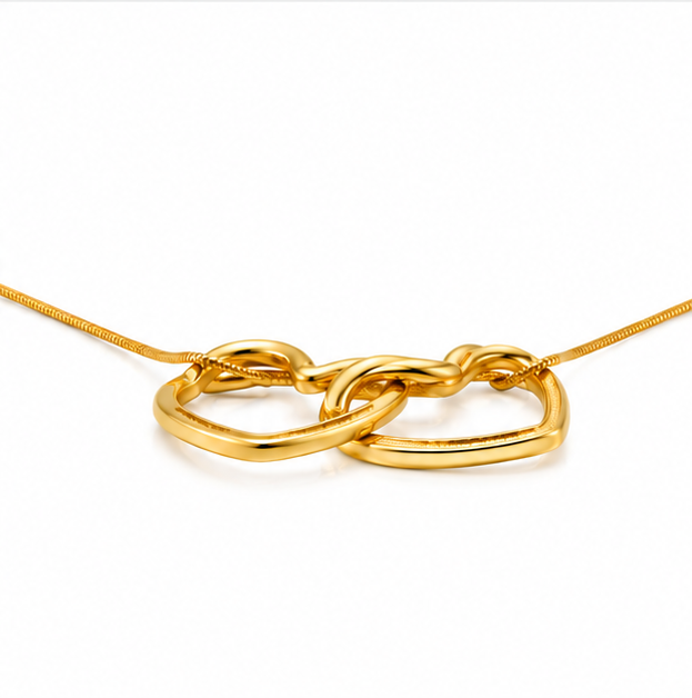 Interlocking Hearts Love Knot Pendant Necklace for Girls - Image 4