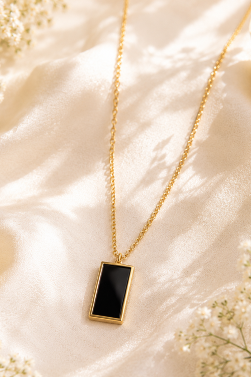 Luxury Black Stone Stainless Steel Necklace