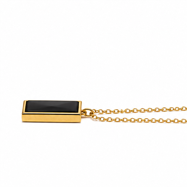 Luxury Black Stone Stainless Steel Necklace - Image 3
