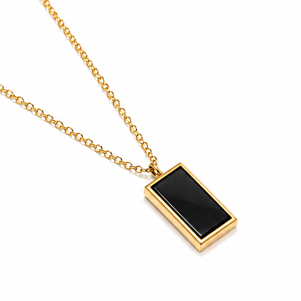 Luxury Black Stone Stainless Steel Necklace - Image 4