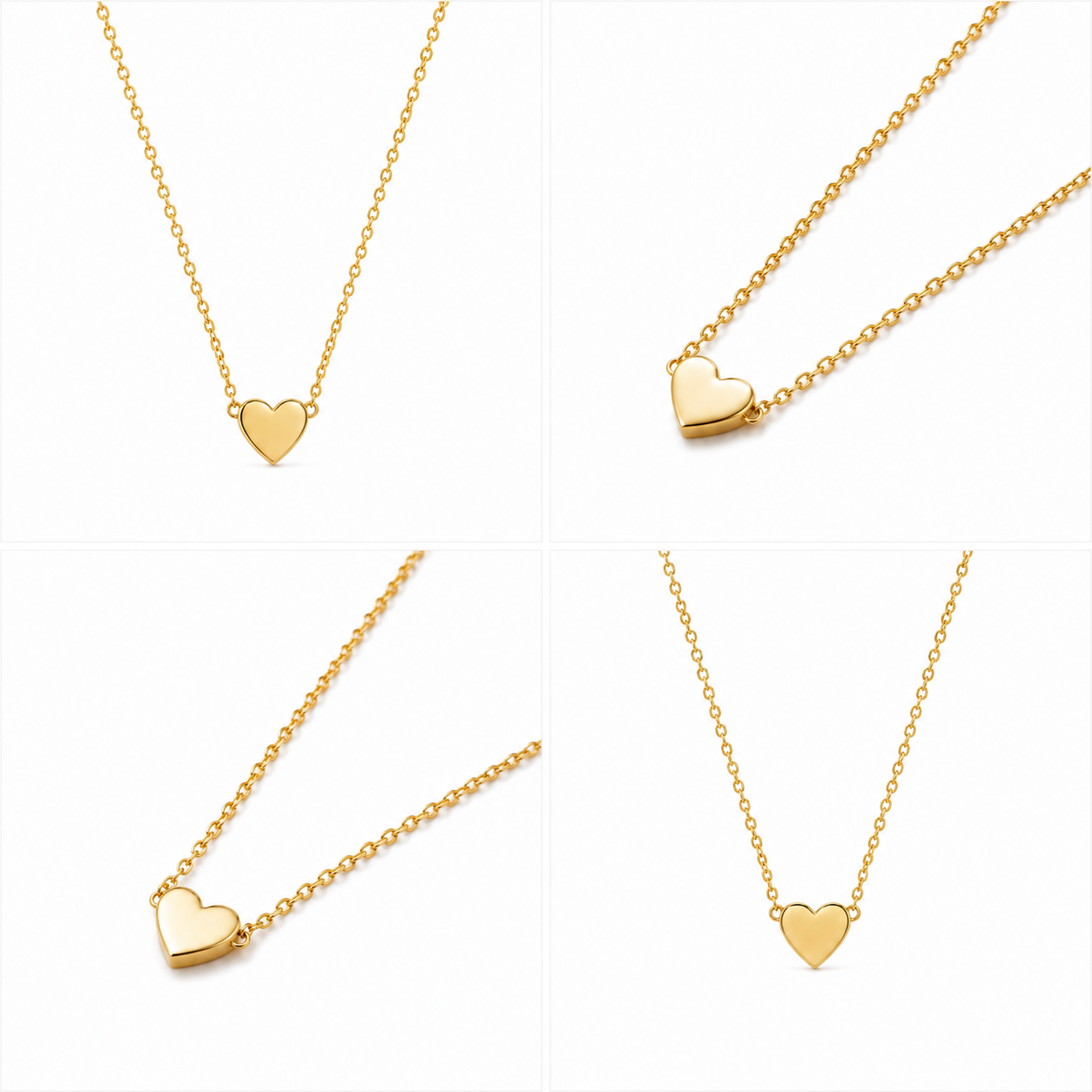 Minimalist Tiny Solid Heart Pendant Necklace - Sleek Gold Station Chain for Girl/Women - Image 5