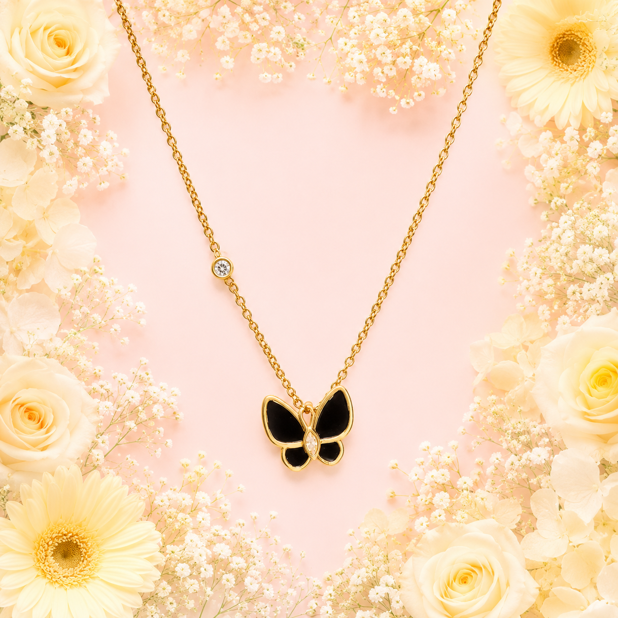 Butterfly Gold Plated Stainless Steel Necklace for Women – Elegant Black & Gold Pendant Necklace | Trendy Jewelry Gift for Girls - Image 6