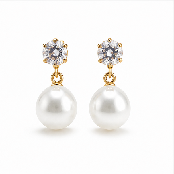 Elegant Pearl and Crystal Stainless Steel Jewelry Set - Image 4