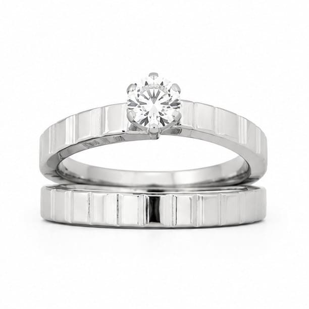 Minimalist Stainless Steel Geometric Textured Matching Couple Rings Set for Women - Image 3