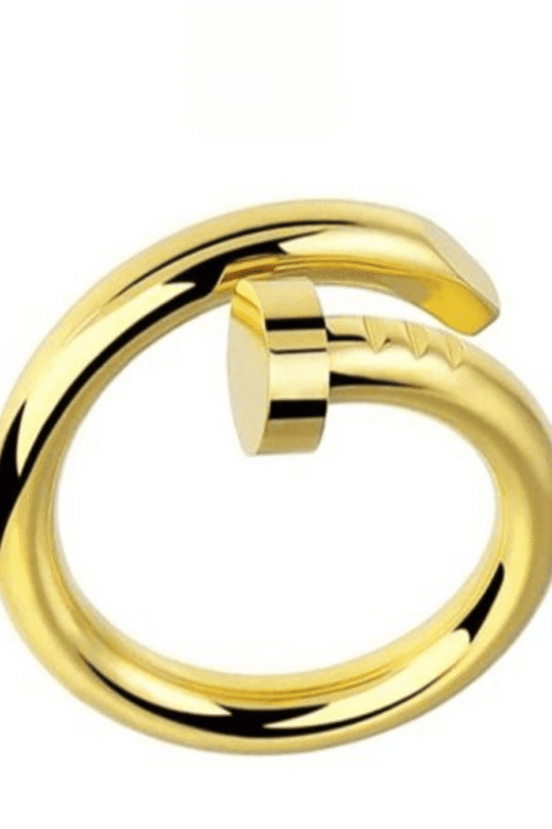 Minimalist Stainless Steel Wrap Nail Statement Ring for Women & Girls