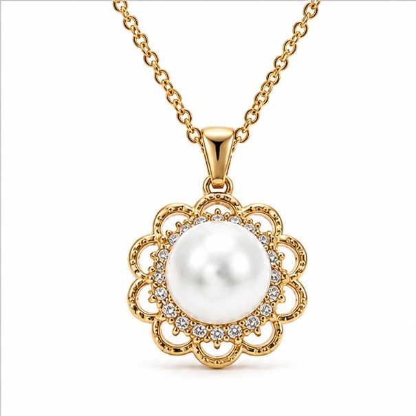 Elegant Pearl and Crystal Stainless Steel Jewelry Set - Image 3