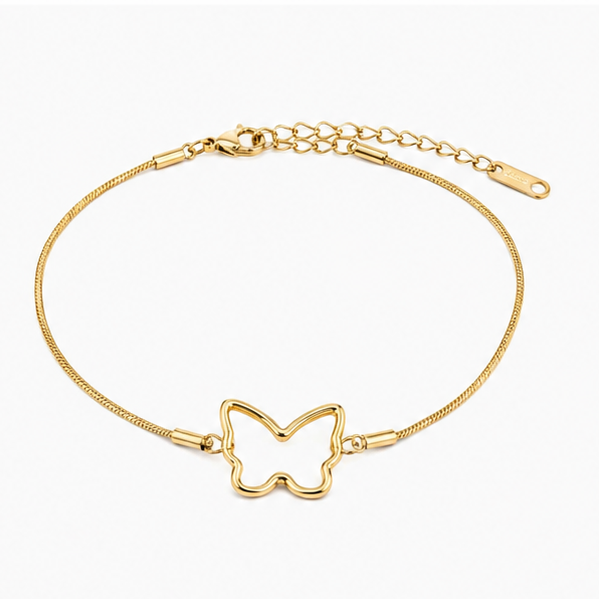 The Mariposa Stainless Steel Bracelet - Sleek Snake Chain with Open Butterfly Outline - Image 2