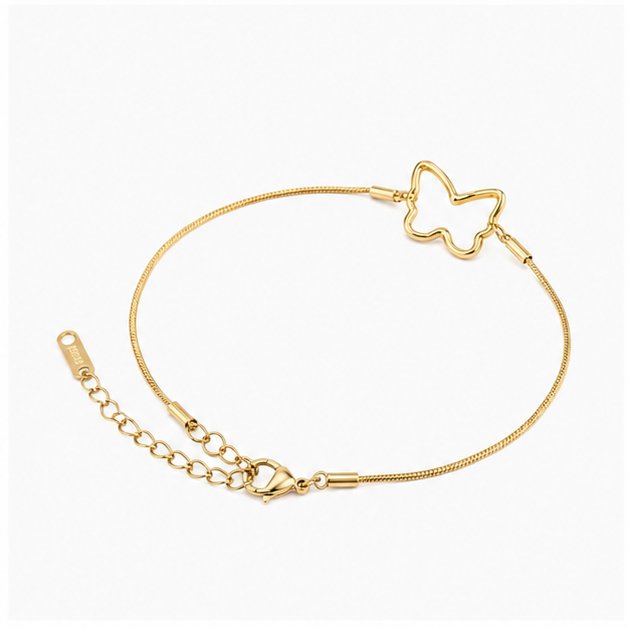 The Mariposa Stainless Steel Bracelet - Sleek Snake Chain with Open Butterfly Outline - Image 4