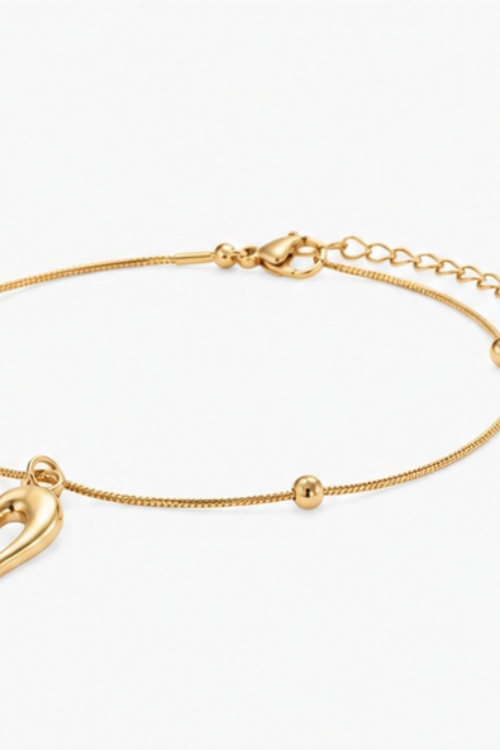 The Amora Heart Stainless Steel Bracelet – Delicate Satellite Snake Chain with Fluid Cutout Heart Charm