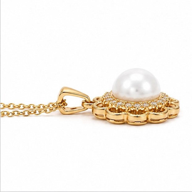Elegant Pearl and Crystal Stainless Steel Jewelry Set - Image 5