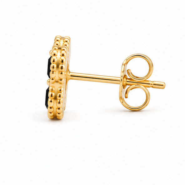 The Classic Clover Stainless Steel Stud Earrings – Minimalist Black Enamel Four-Leaf Lucky Motif - Image 3