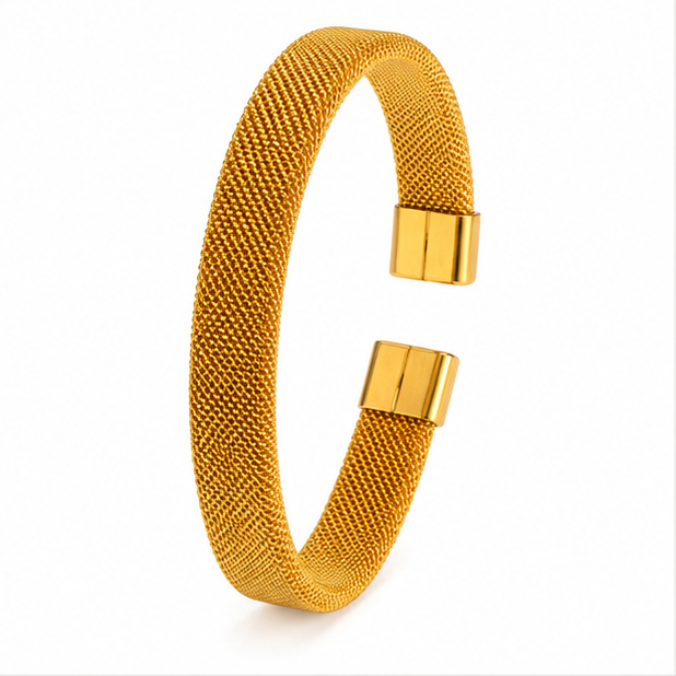 The Aurelia Stainless Steel Bracelet - Flexible Woven Mesh Cuff with Magnetic End-Caps - Image 3