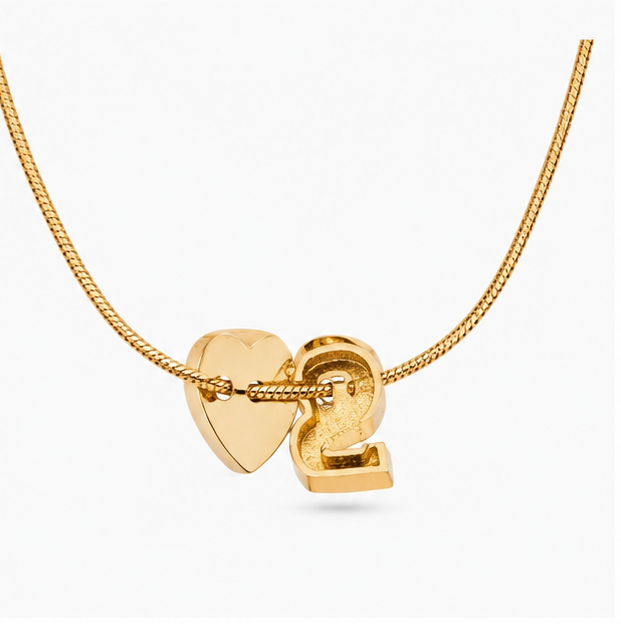 Minimalist Stainless Steel Alphabet Initial S and Puff Heart Pendant Necklace for Girls - Image 3