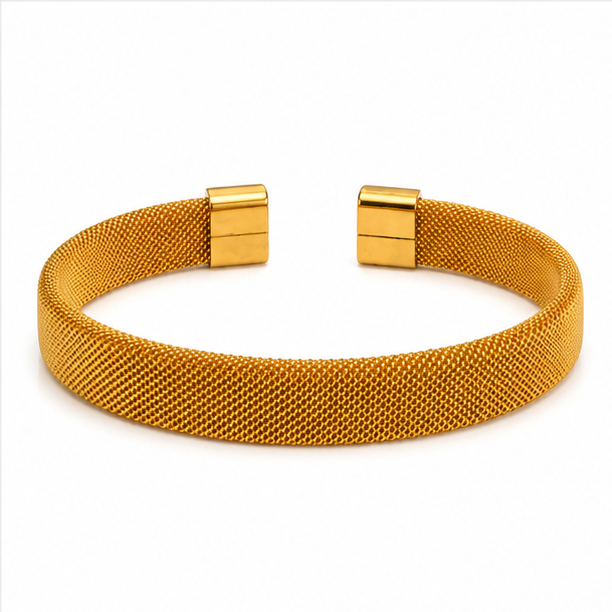 The Aurelia Stainless Steel Bracelet - Flexible Woven Mesh Cuff with Magnetic End-Caps - Image 4