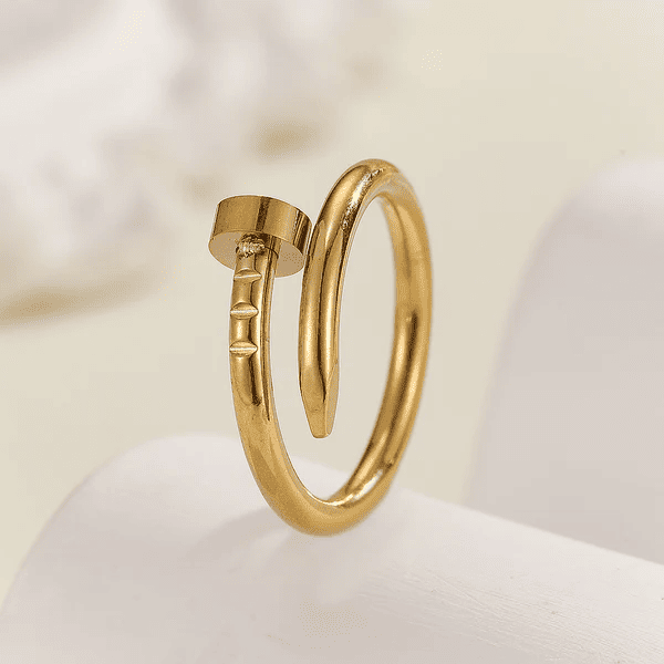 Minimalist Stainless Steel Wrap Nail Statement Ring for Women & Girls - Image 3