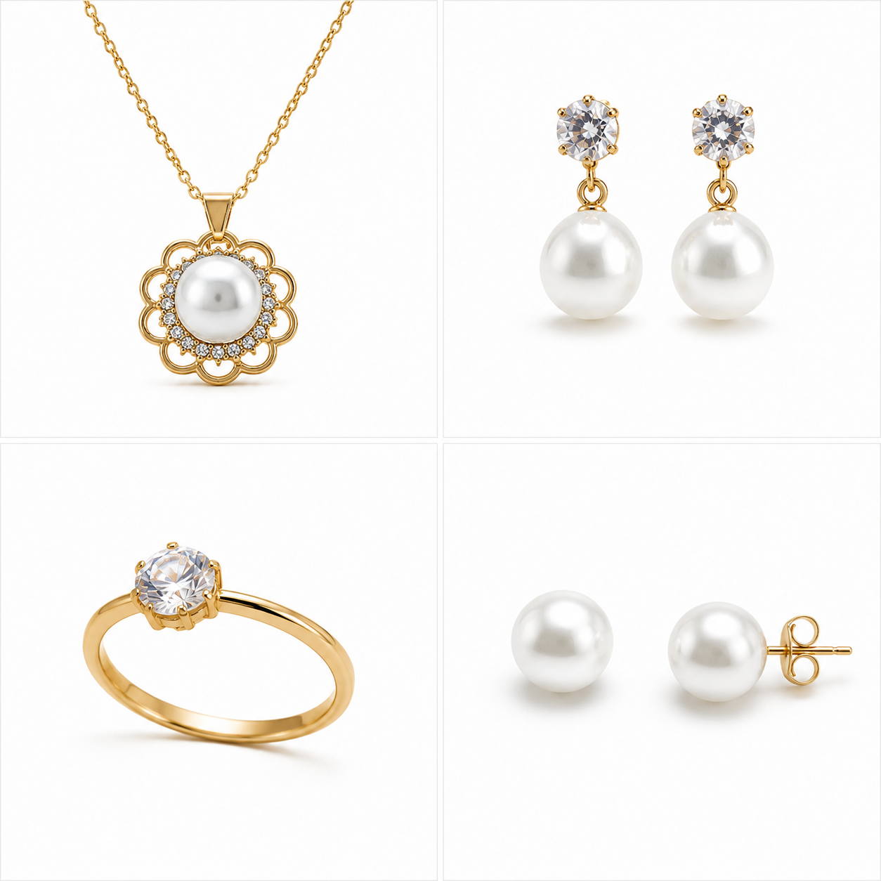 Elegant Pearl and Crystal Stainless Steel Jewelry Set - Image 9