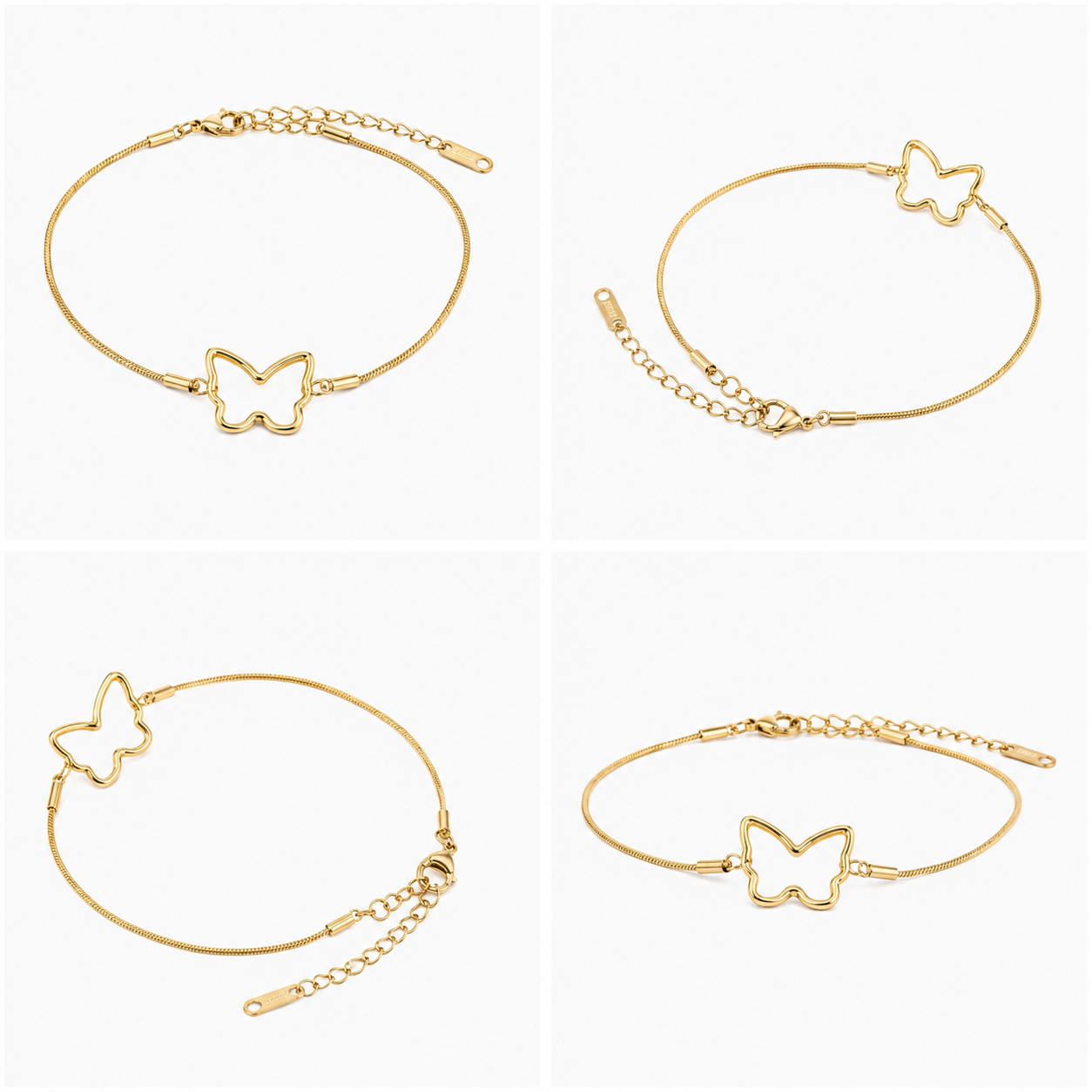 The Mariposa Stainless Steel Bracelet - Sleek Snake Chain with Open Butterfly Outline - Image 5