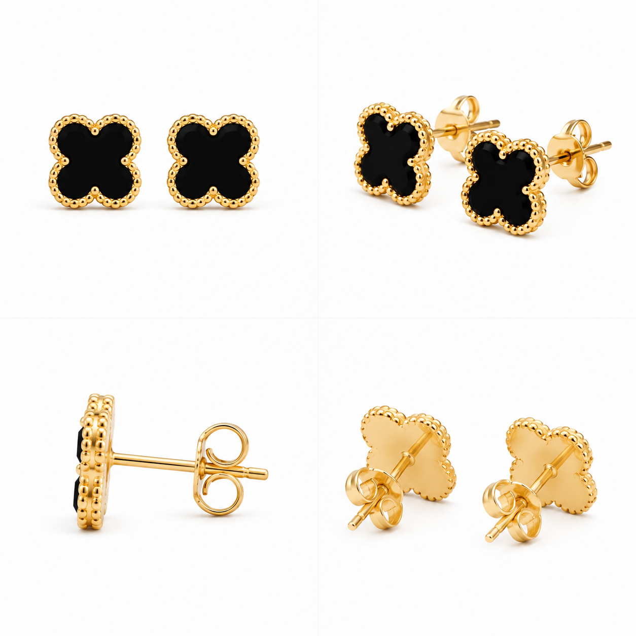 The Classic Clover Stainless Steel Stud Earrings – Minimalist Black Enamel Four-Leaf Lucky Motif - Image 5