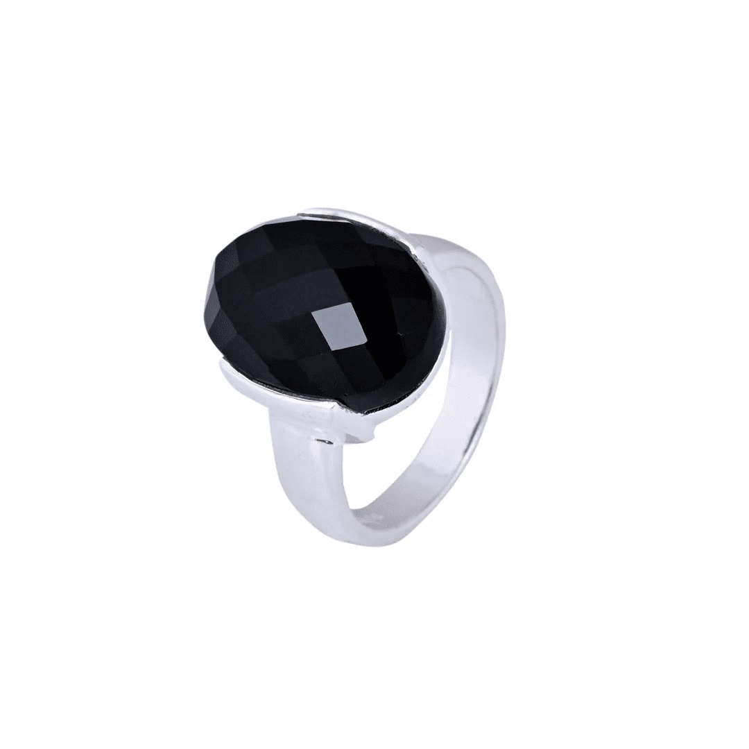 Minimalist Stainless Steel Black Enamel Round Geometric Ring for Men & Women - Image 2