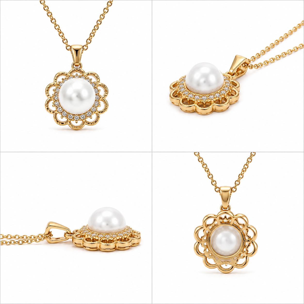 Elegant Pearl and Crystal Stainless Steel Jewelry Set - Image 10