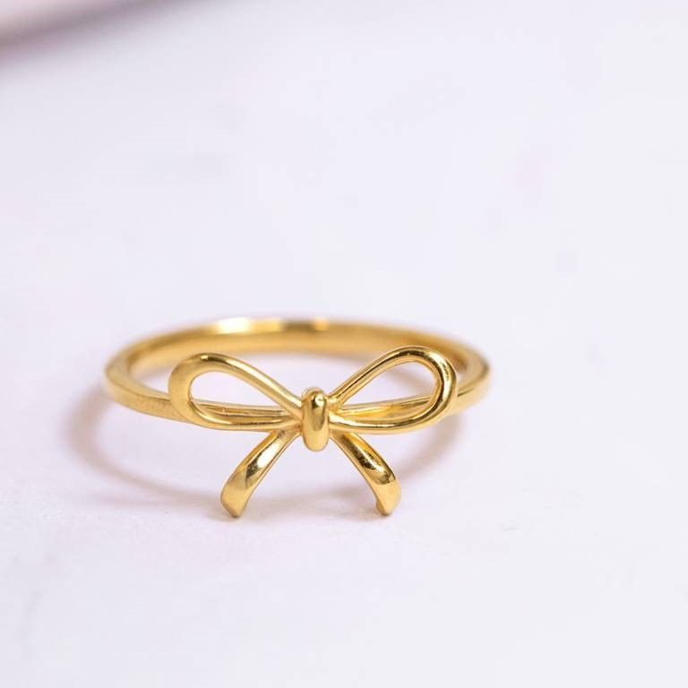 Minimalist Stainless Steel Bow Knot Ring for Women & Girls - Image 2