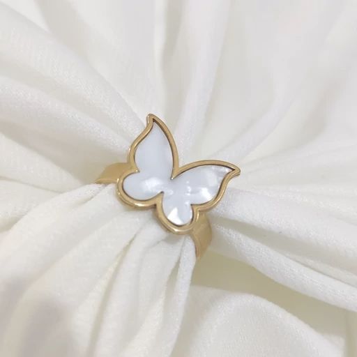 Minimalist Stainless Steel Mother of Pearl Butterfly Ring for Women & Girls - Image 4