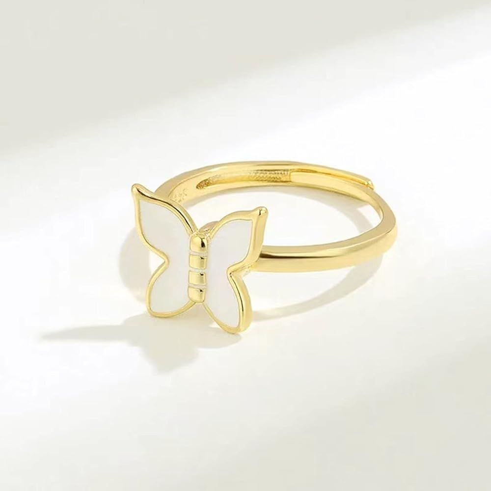 Minimalist Stainless Steel Mother of Pearl Butterfly Ring for Women & Girls - Image 5