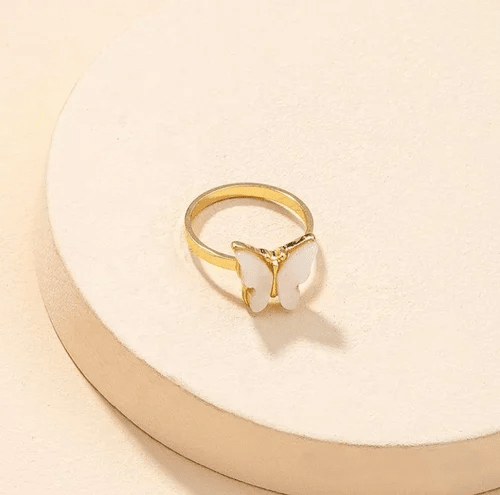 Minimalist Stainless Steel Mother of Pearl Butterfly Ring for Women & Girls - Image 3
