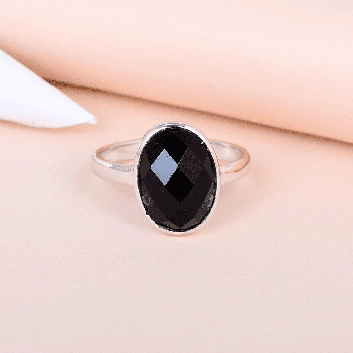 Minimalist Stainless Steel Black Enamel Round Geometric Ring for Men & Women - Image 3
